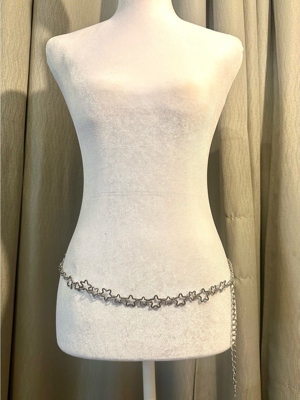 Silver Star Link Chain Waist Belt - Women Accessories - 41.5” inches